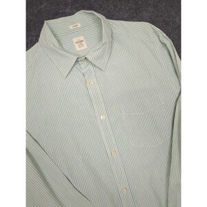 Old Navy Mens Fitted Striped Button‎ Down Long Sleeve Shirt Medium Green White